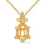 14 KT Rounds Shape Yellow Gold Diamond Pendant 6x4 Pearshap